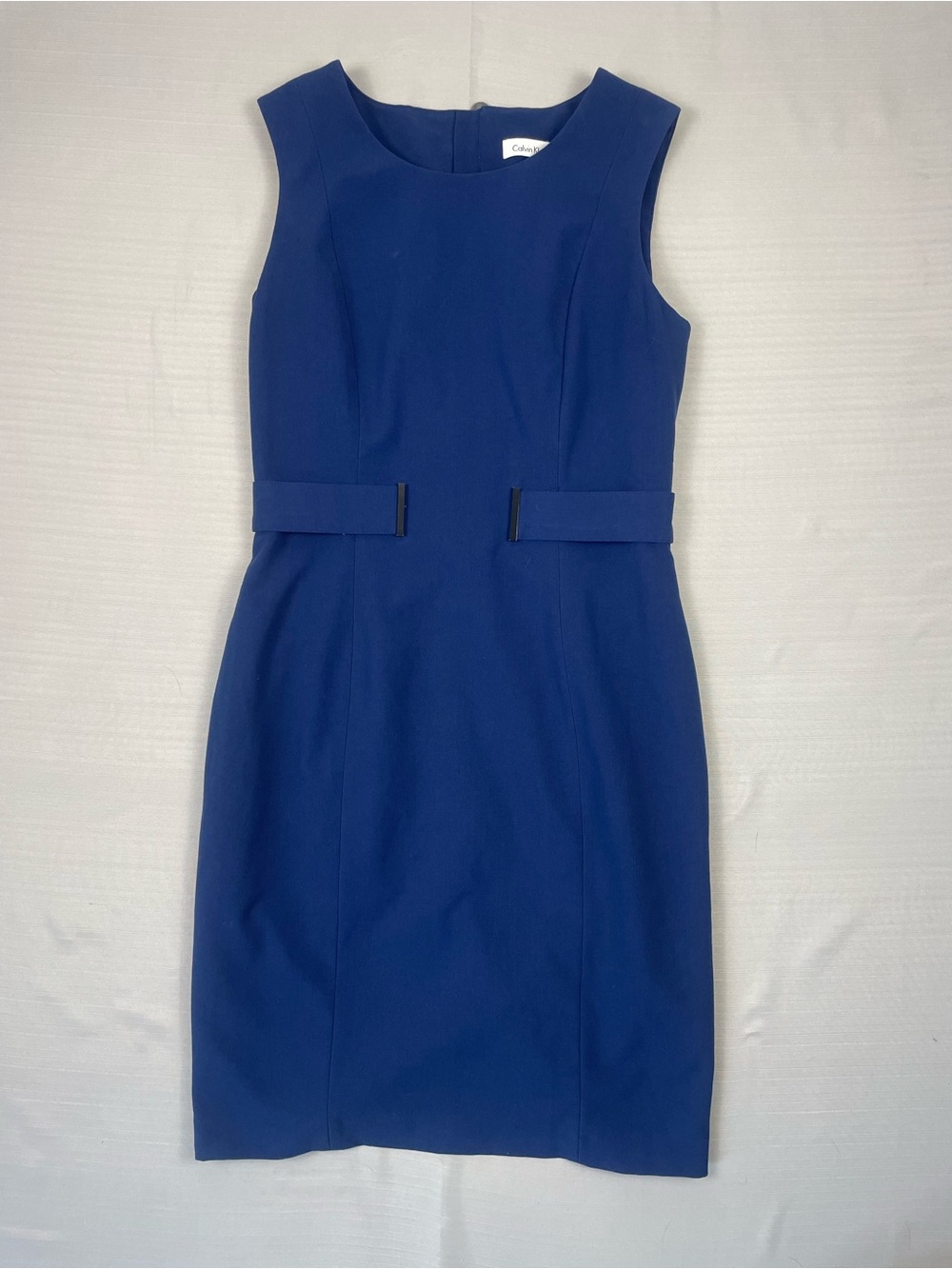 Calvin Klein Royal Blue Sleeveless Belted Waist Sheath Dress Size 4